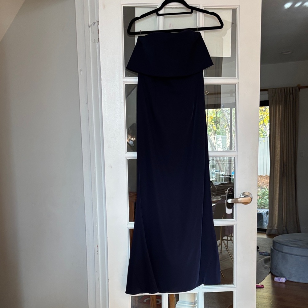 Elegant navy Strapless Evening Gown